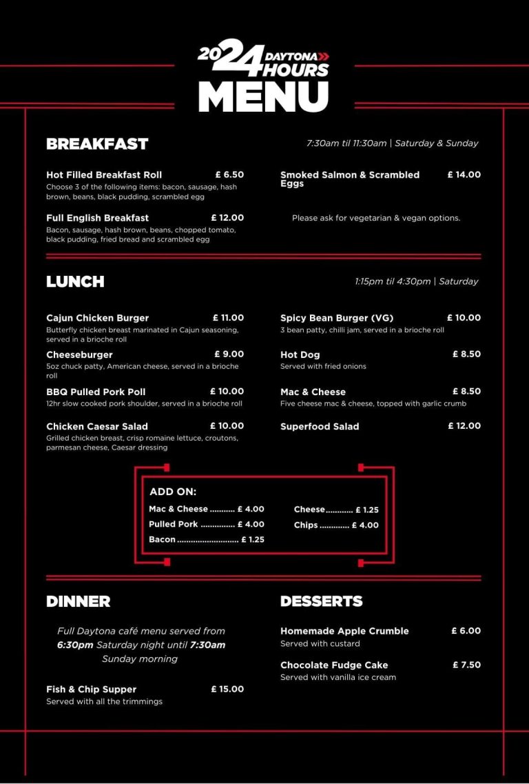24 hour menu